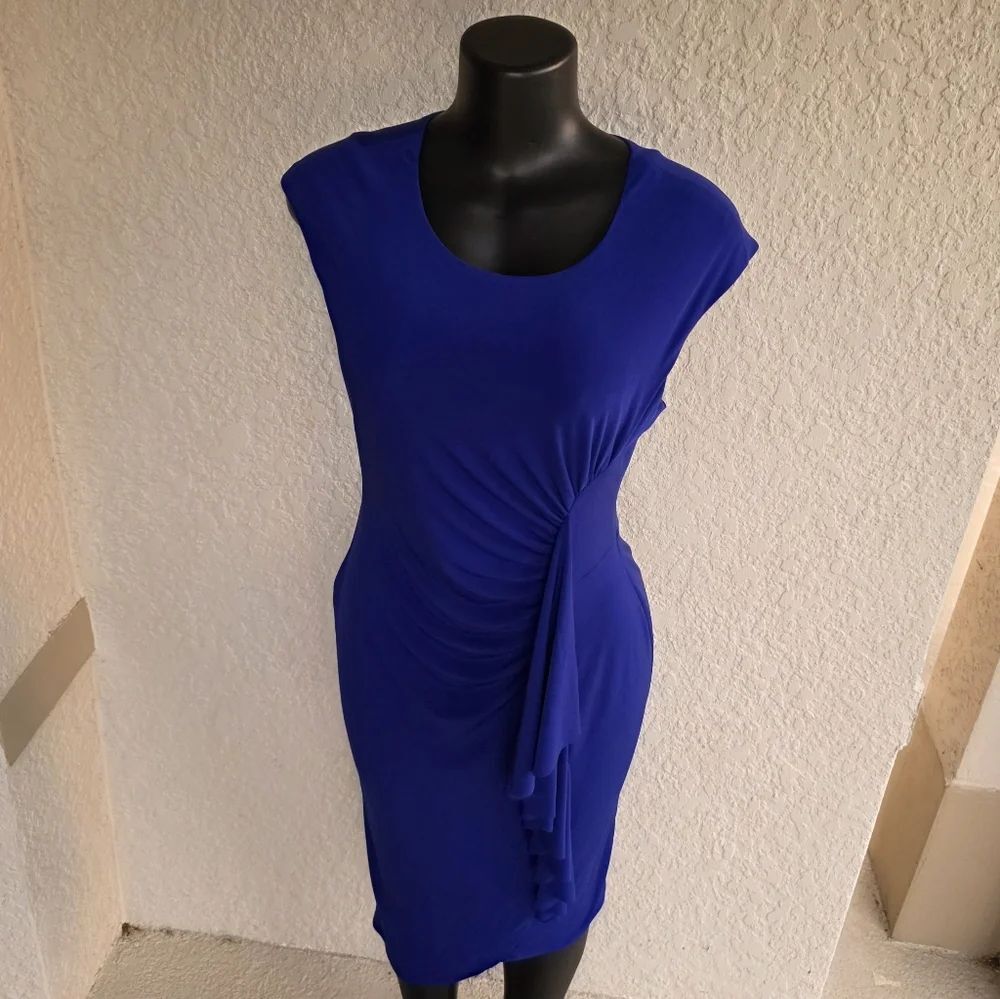 BRAND NEW CONNECT APPAREL SLEEVELESS SIDE RUFFLE SHEATH DRESS - Picture 13 of 16
